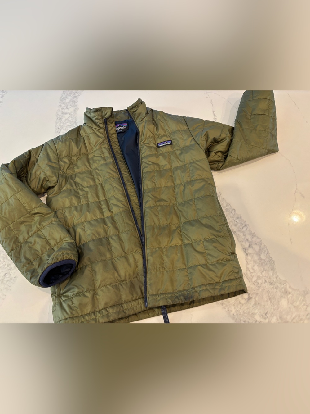 Patagonia Olive Green Micropuff Quilted Jacket Boys Large